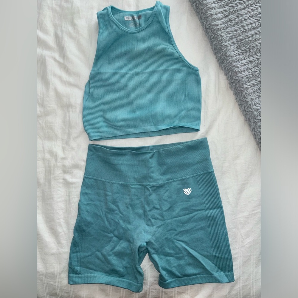 Blue matching workout set